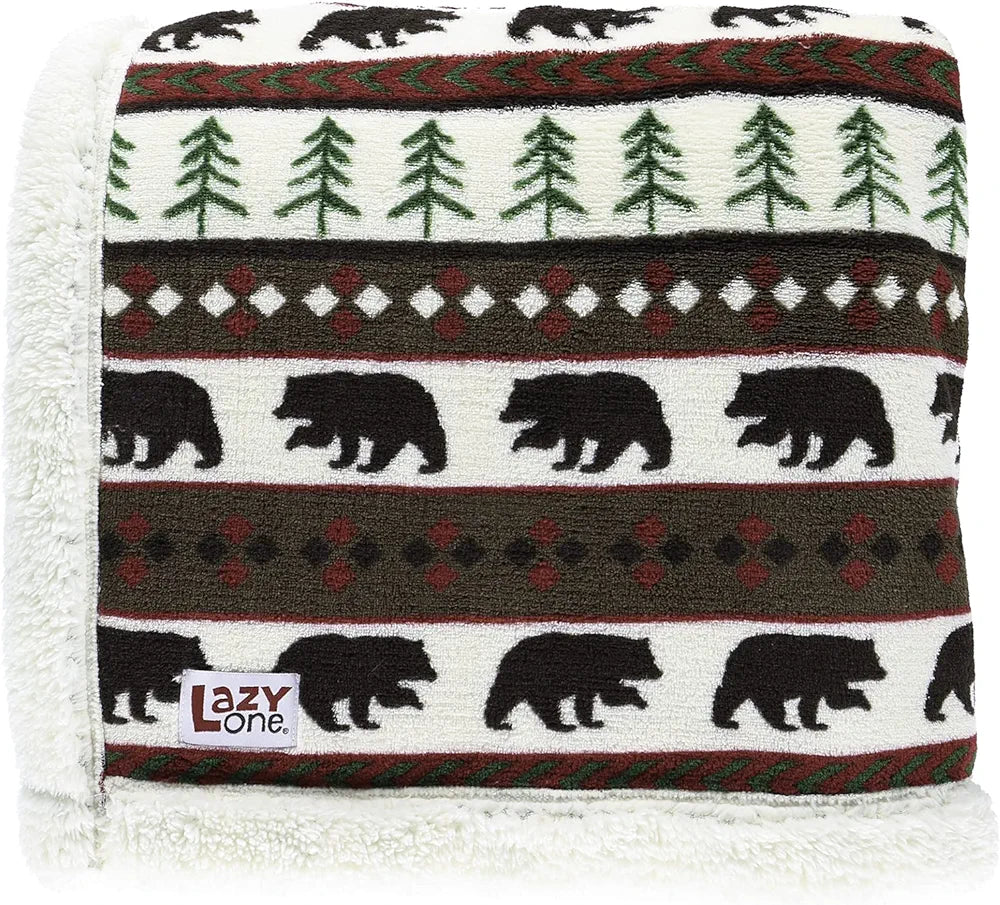 Bear Fair Isle Sherpa Throw Blanket - 50" x 60"