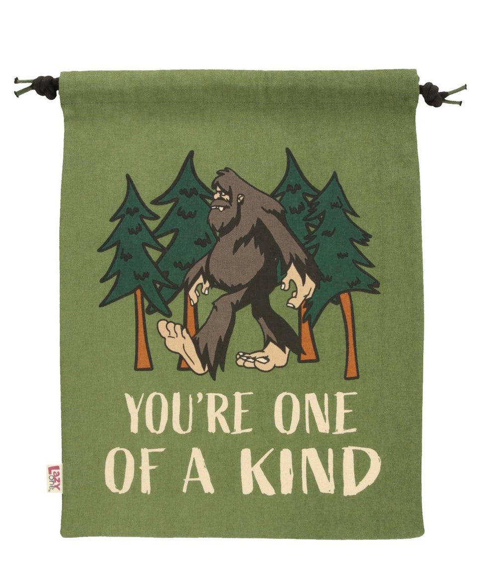 Set of 3 Rope Tie-String Cloth Bigfoot Gift Bags by LazyOne