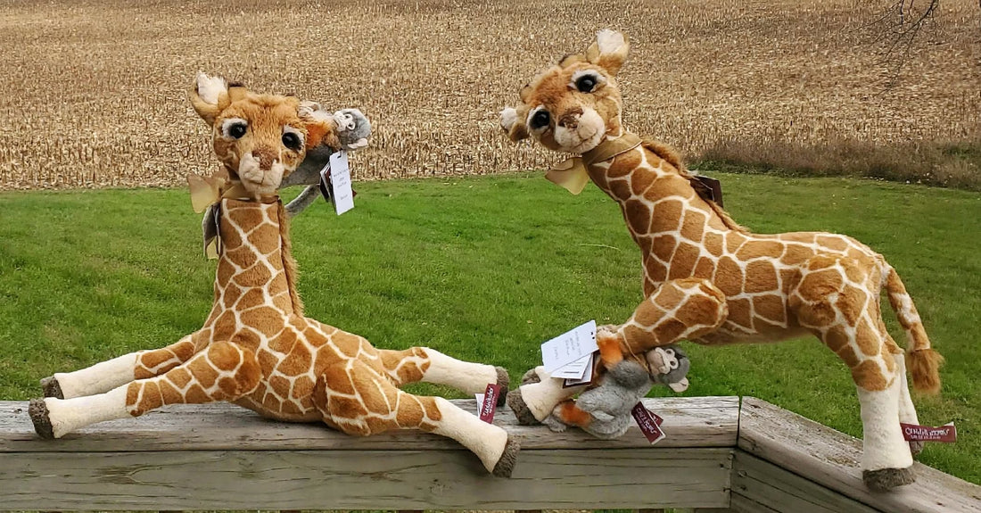 Mimosa & Africa - 25.5" Giraffe and 8" Monkey by Charlie Bears
