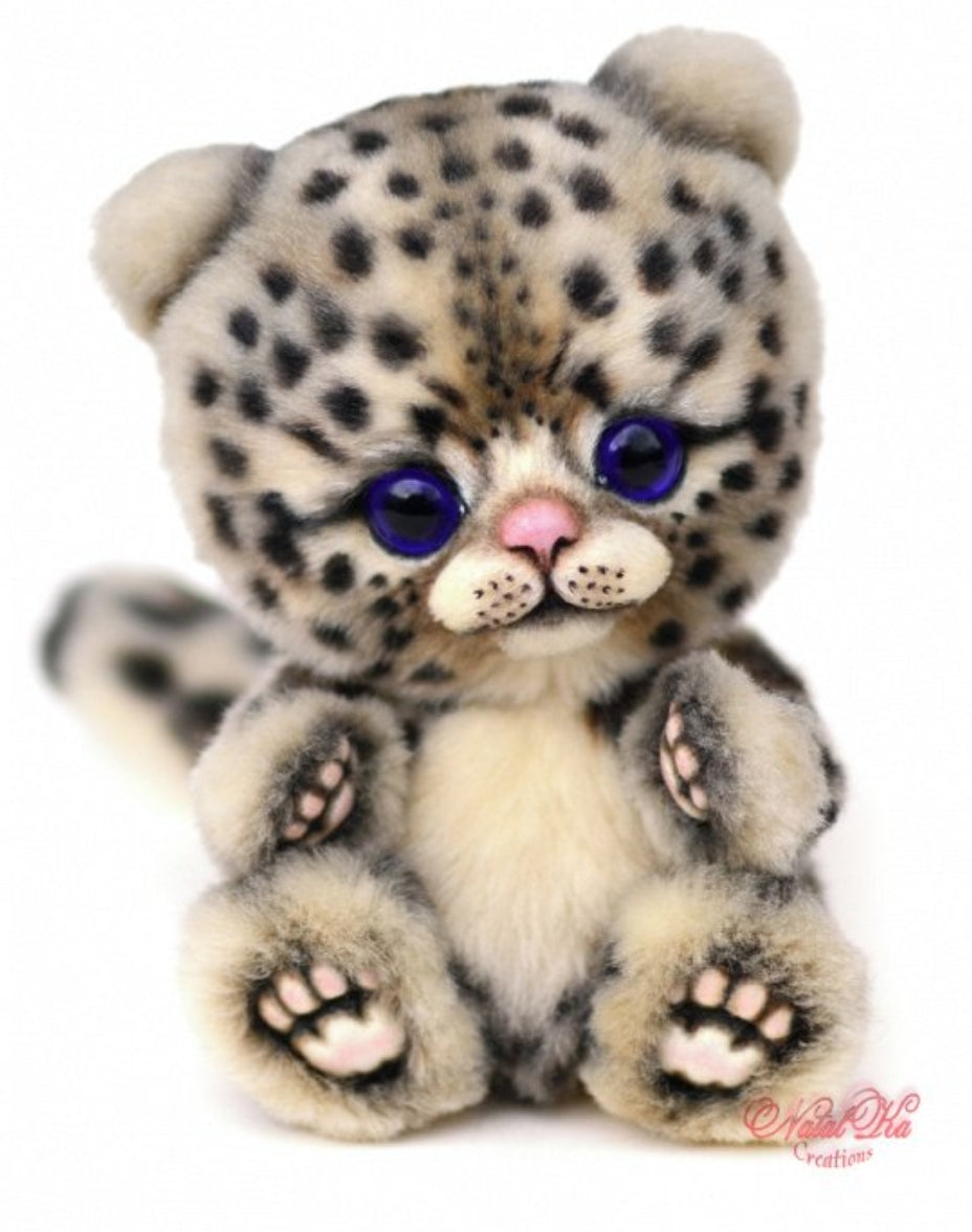 Snow Leopard Lean - 6" Plush by Natalie Lachnitt