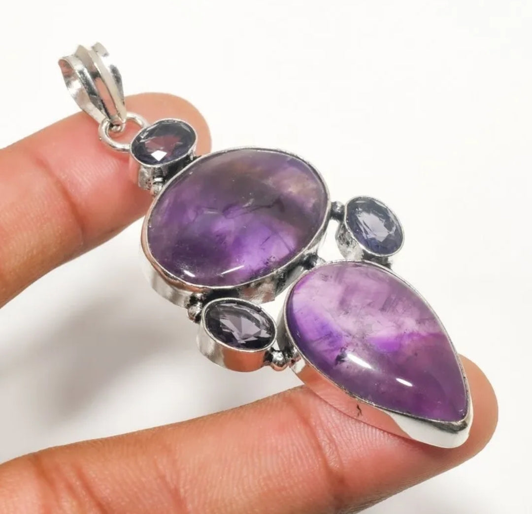 Sage Amethyst 2" Pendant on cord and Gift-Boxed