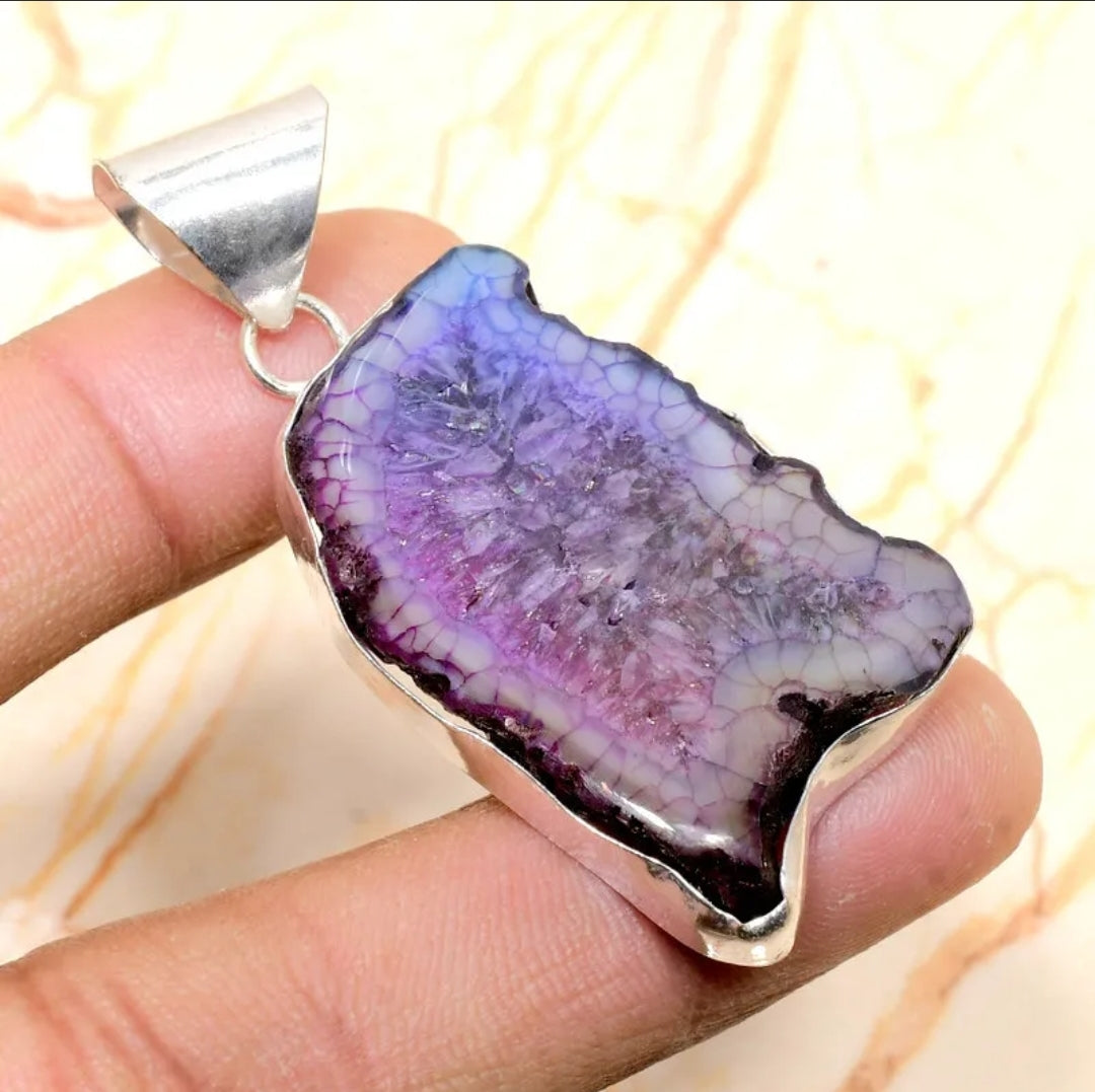 Rainbow Solar Quartz Gemstone 2" Pendant on cord and Gift-Boxed