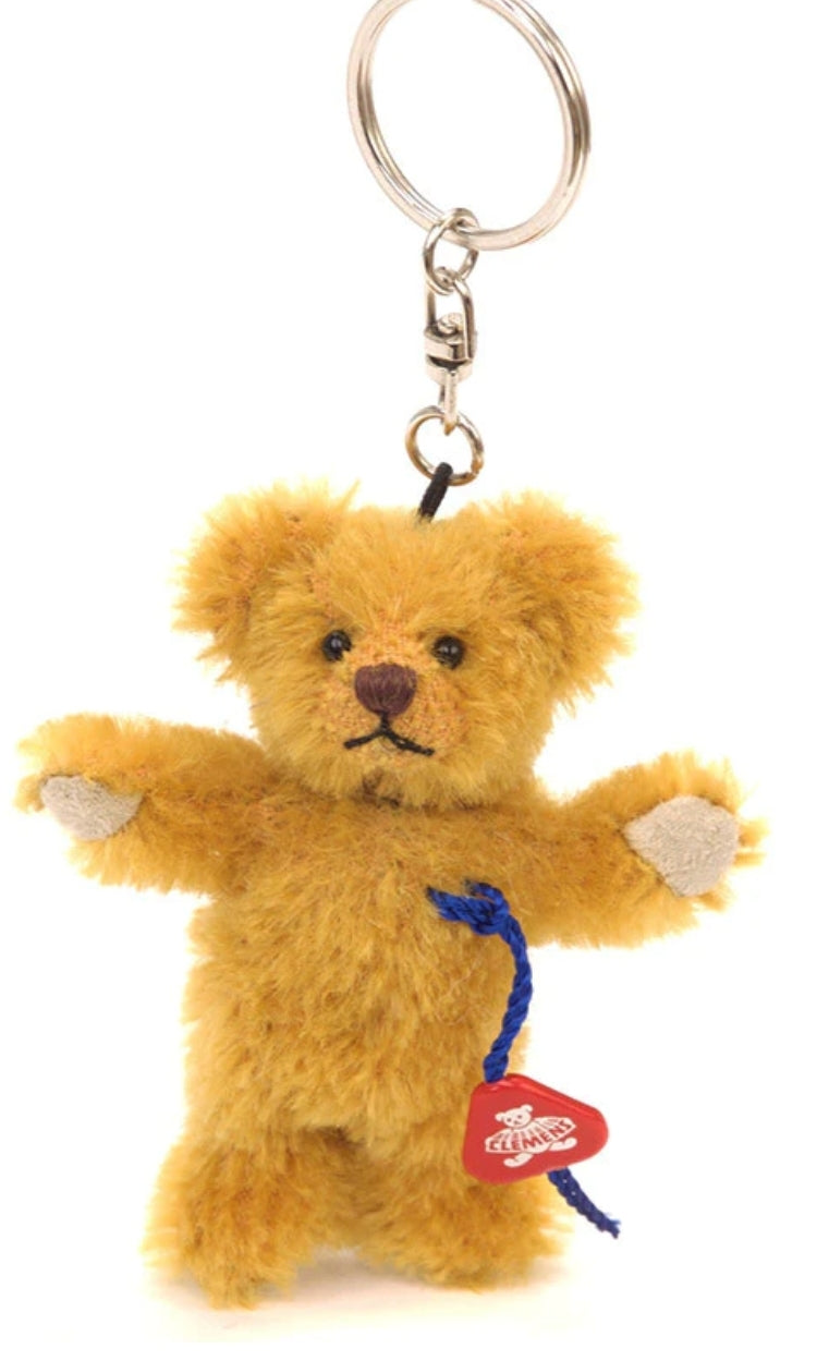 Gold Mohair - 2" Teddy Non-Jointed  Bear Keyring by Clemens Spieltere