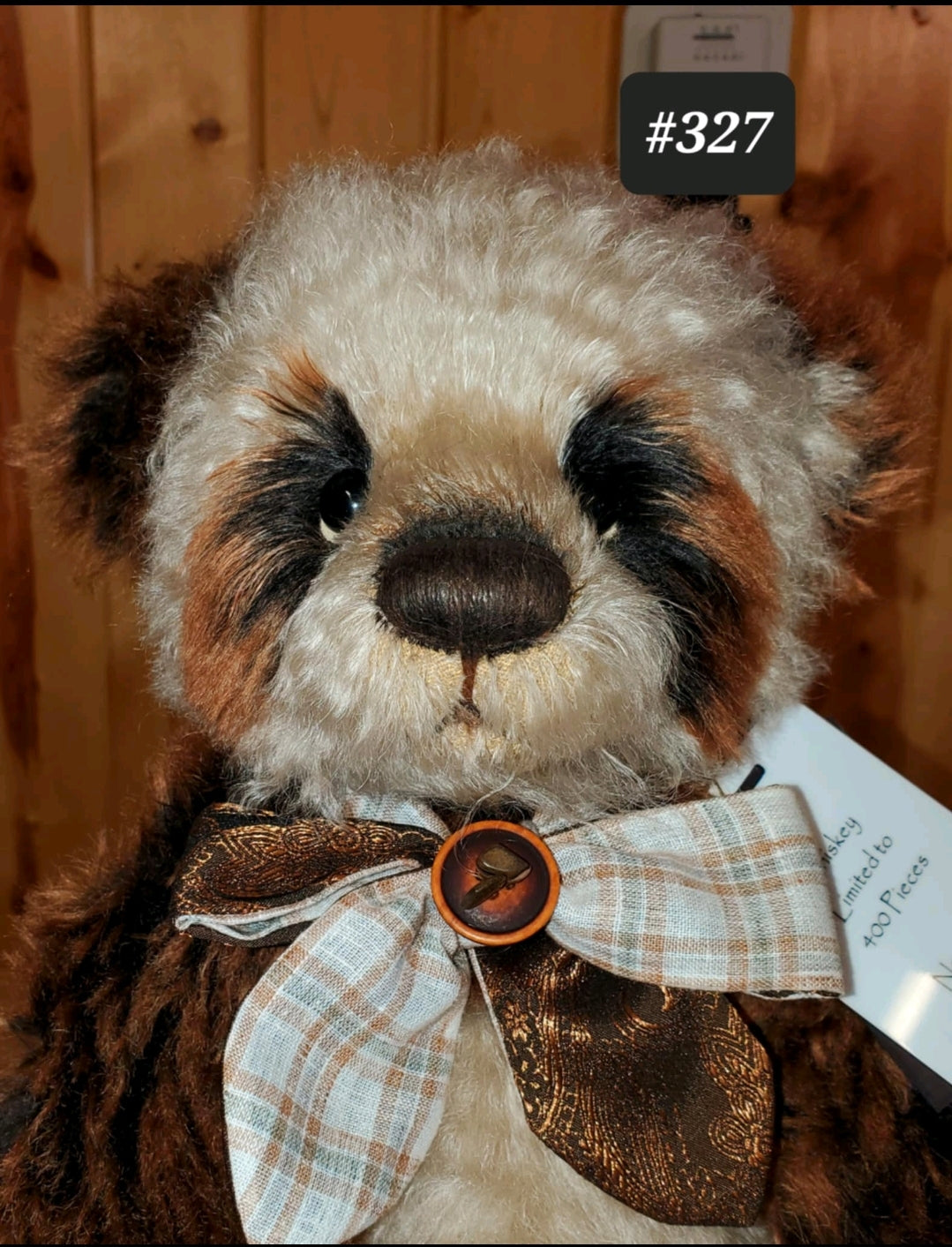 Whiskey - 16" Brown & Tan Mohair Panda - Isabelle Collection - 400 Made!