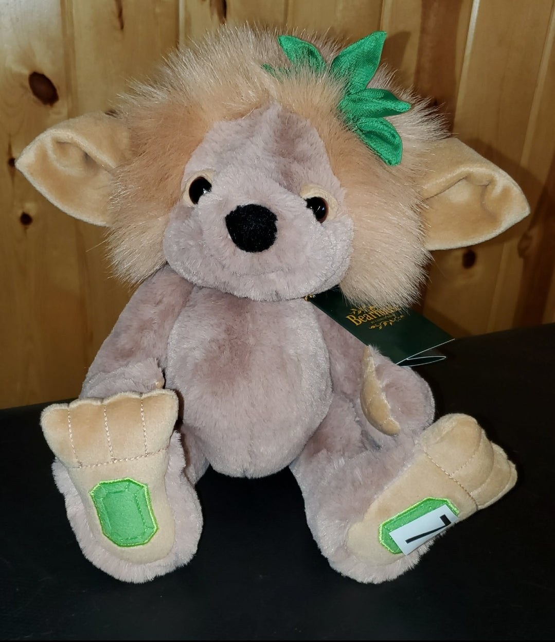 Emerald Lou- 9.5" Tan and Green Bearhouse Troll by Charlie Bears - Safe for 18 Months and Up!