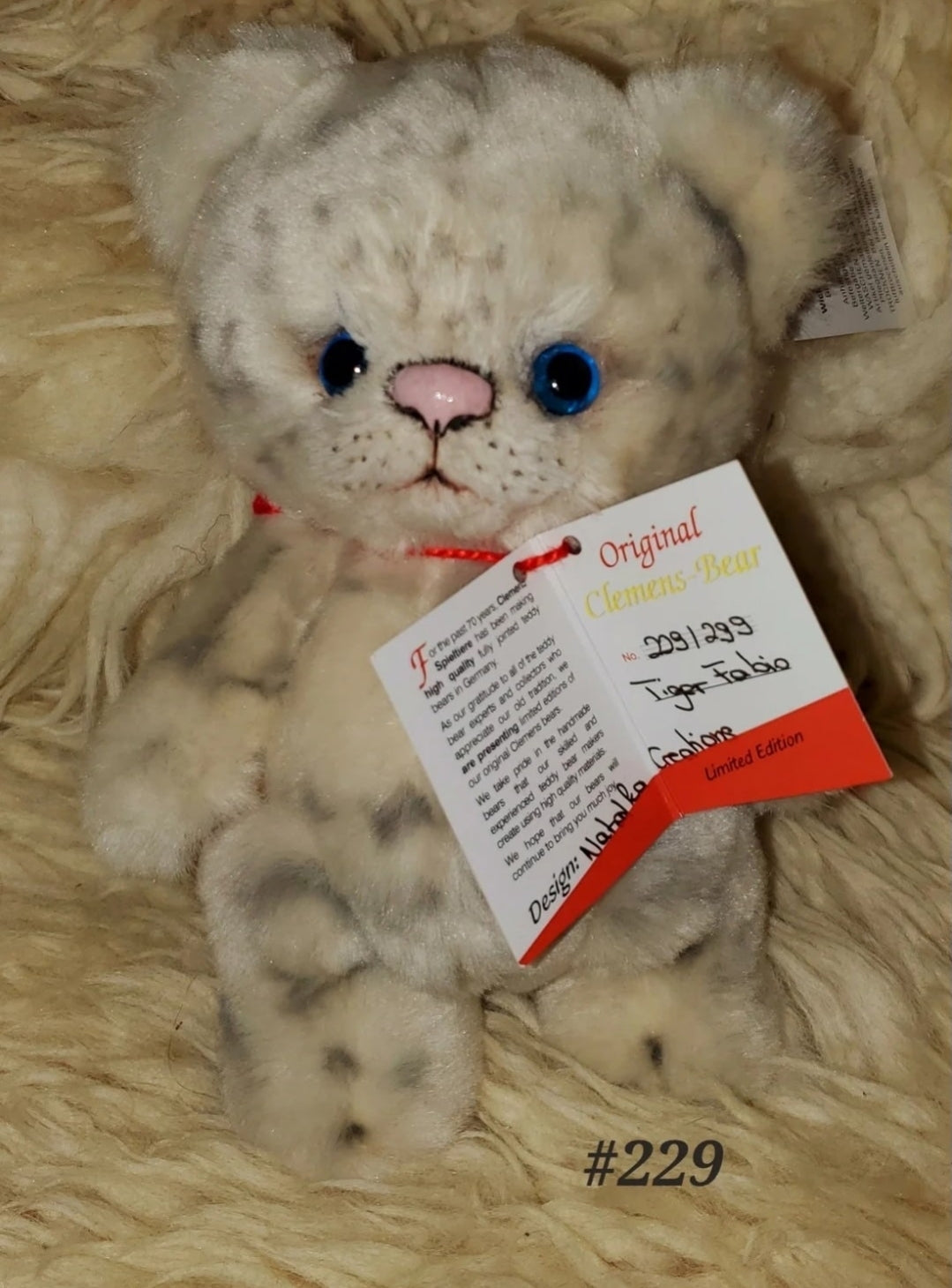 Tiger Fabio - 7" White Tiger by Natalka Creations