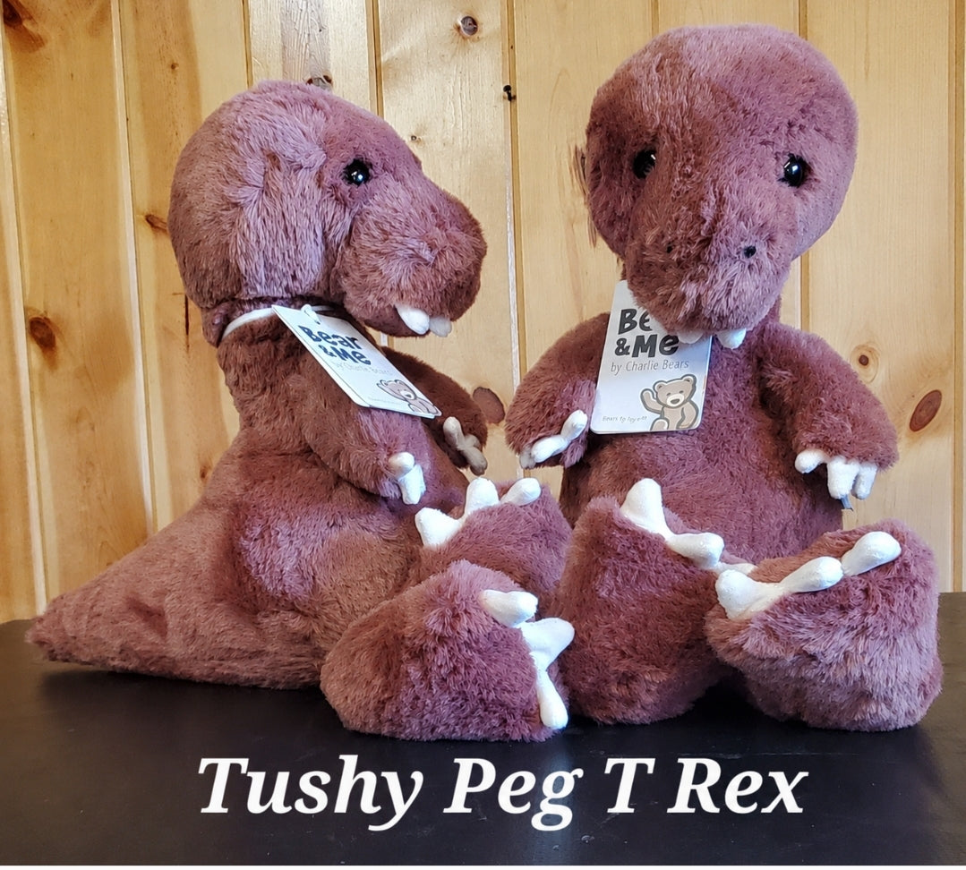 Tushy Peg T Rex - 12" Salmon Bear & Me Plush by Charlie Bears - Safe from Birth!