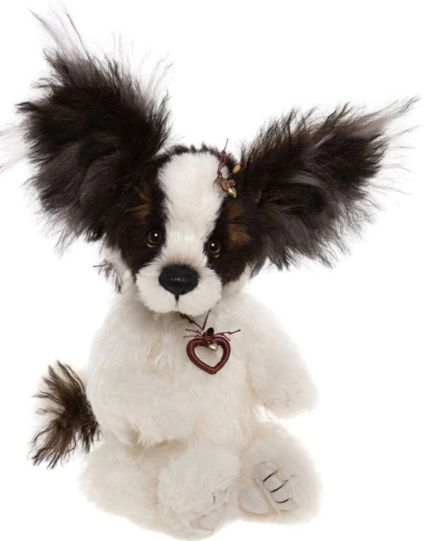 Trixibelle - 14" White and Brown Mohair and Alpaca Puppy Dog - Isabelle Collection by Charlie Bears - Only 200 Made