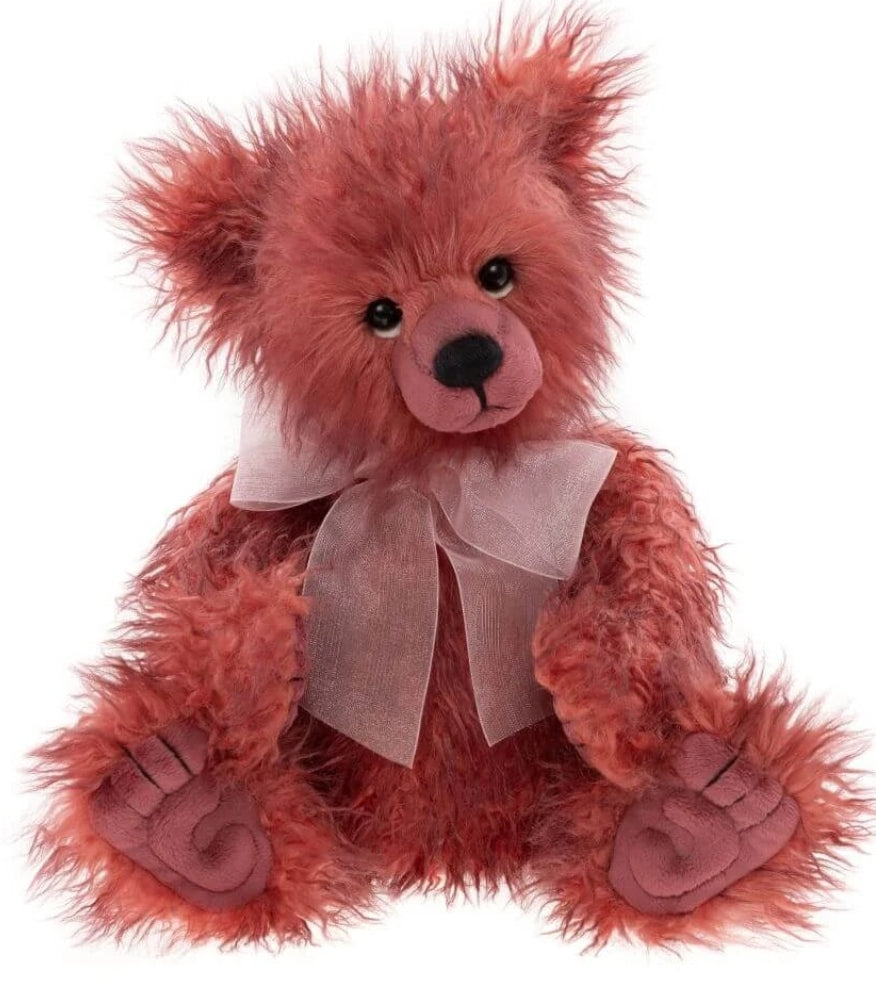 Toddle - 12.5" Hot Neon Pink Bear w/ Pink Bow - Poddle, Whizz's Sibling by Charlie Bears