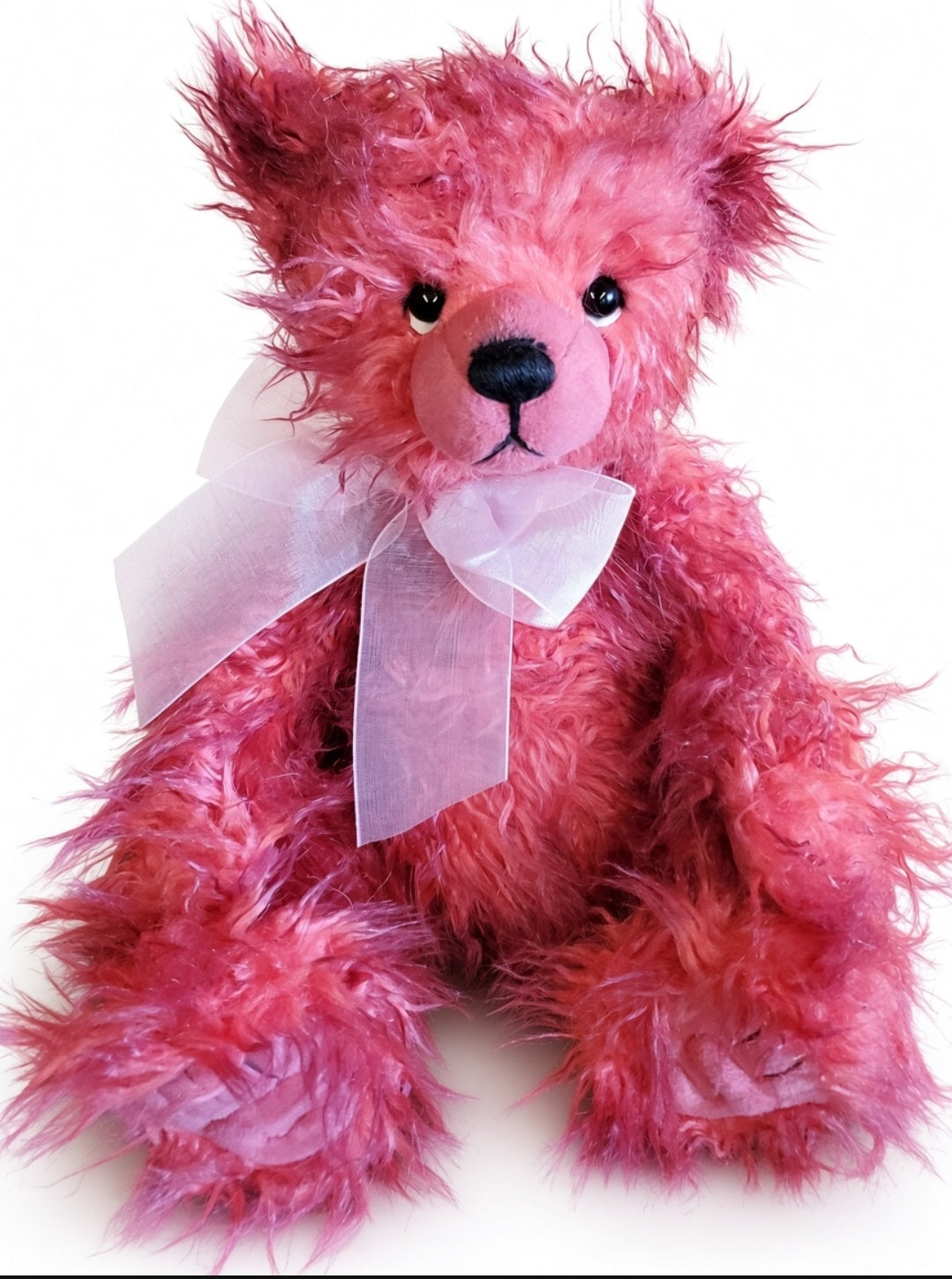 Toddle - 12.5" Hot Neon Pink Bear w/ Pink Bow - Poddle, Whizz's Sibling by Charlie Bears