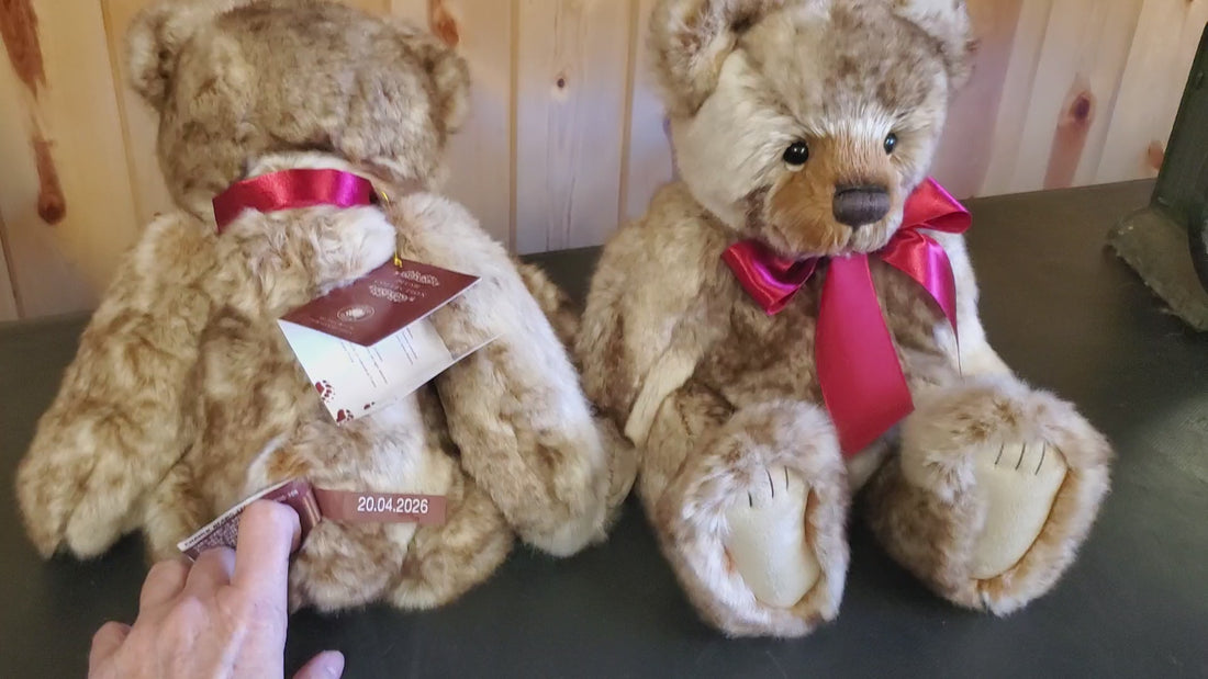 Hughes - 14.5" Beige and Brown Tinkler Bear w/Bells Inside by Charlie Bears