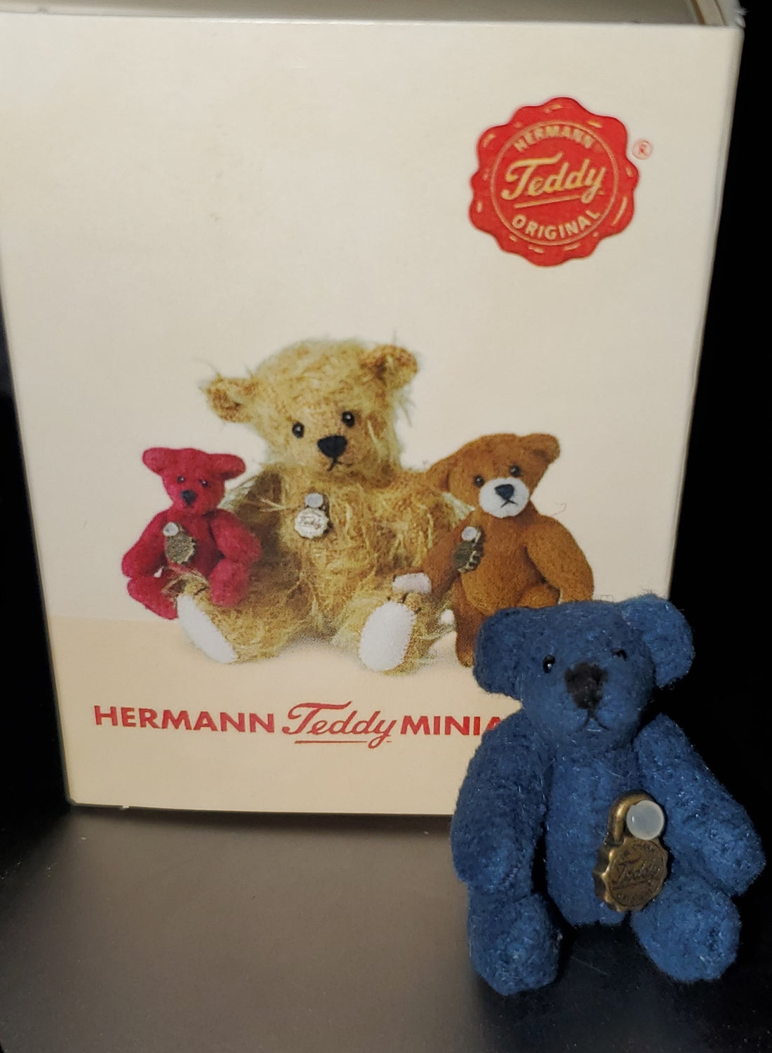 Blue Miniature 1.6" Teddy Bear by Hermann of Germany