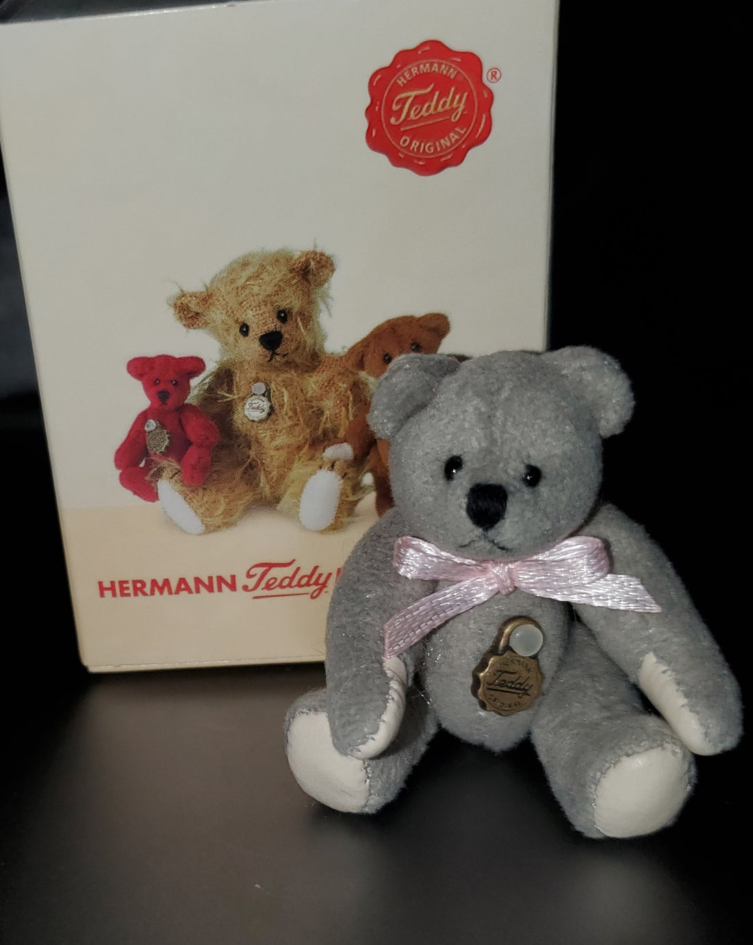 Grey Miniature 2.2" Teddy Bear by Hermann of Germany