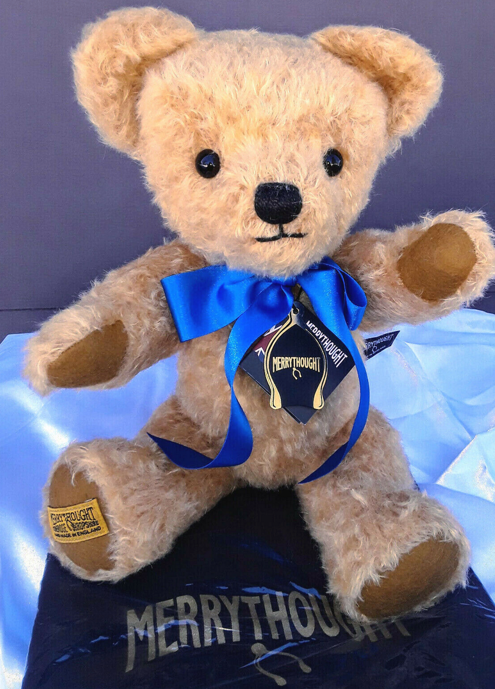 London Curly Gold - 16" Teddy Bear with Growler by Merrythought