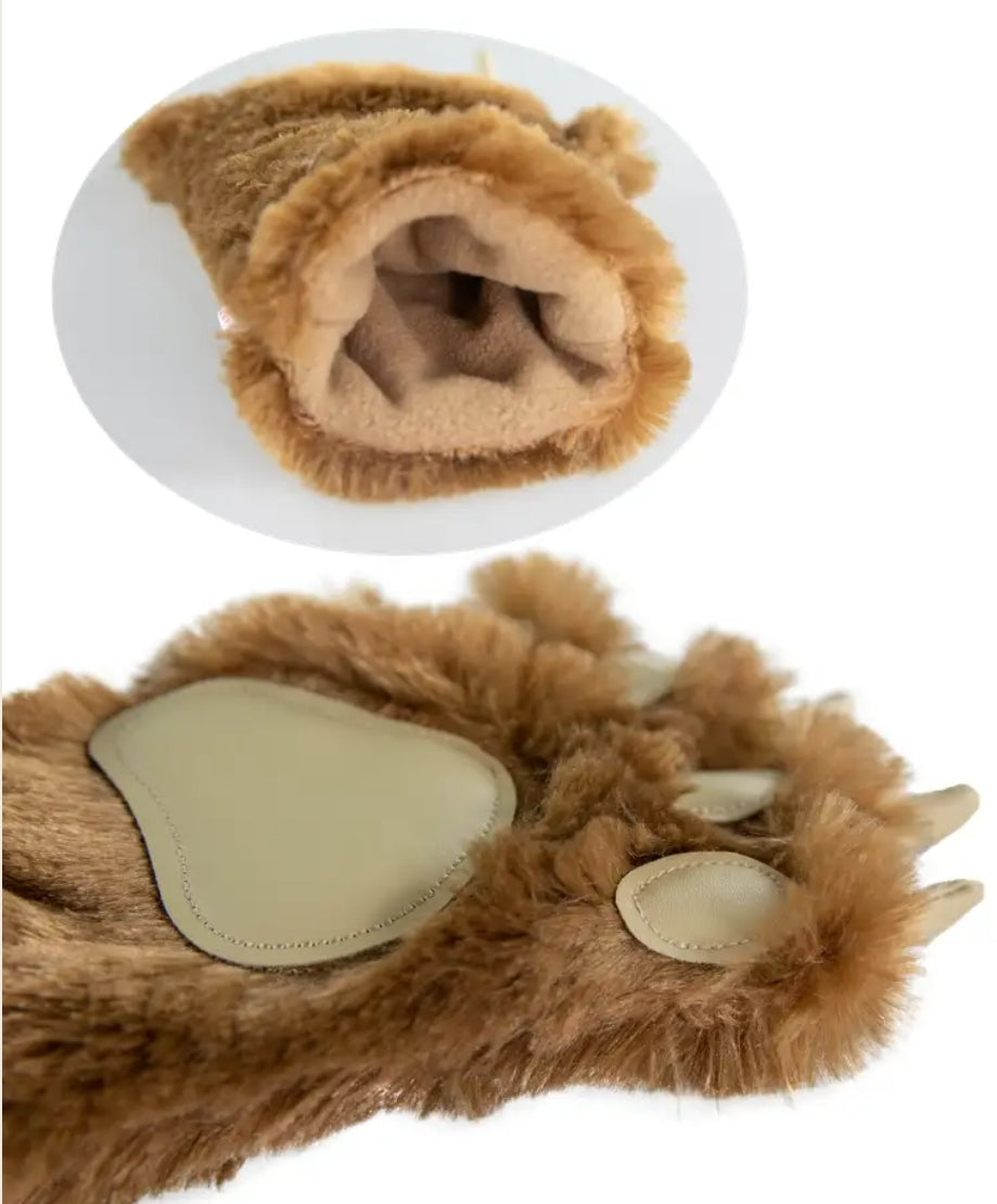 LazyOne Brown Bear Paw Mitts - Adult Size
